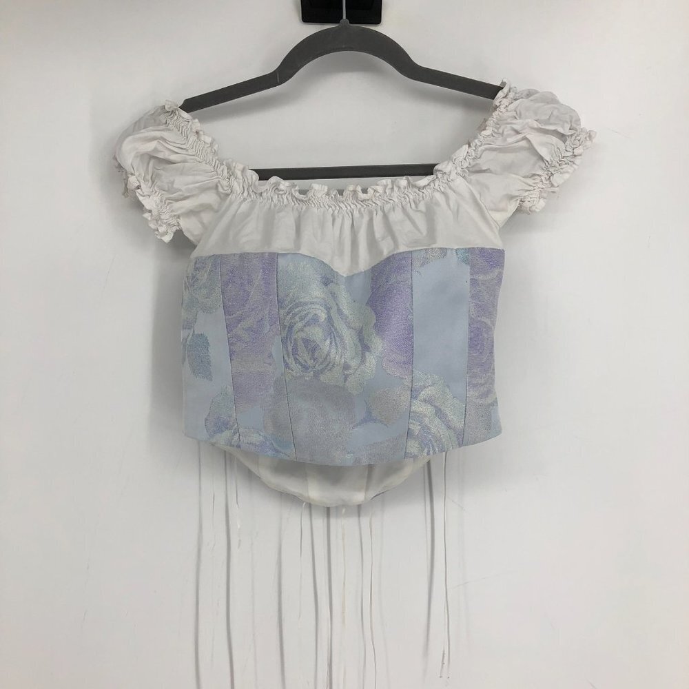 SOS Seamstress corset style off-the-shoulder crop top with lace-up detail size M - Picture 6 of 15